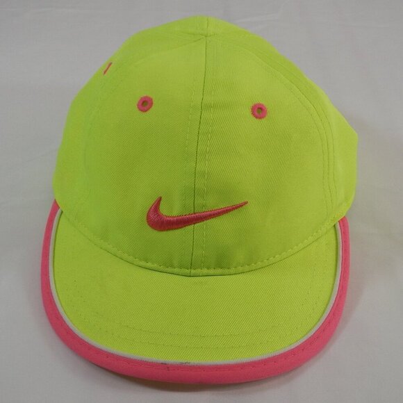 Youth Nike Just Do It Neon Green & Pink Trim Adjustable Hat Size 4-6X - Picture 2 of 6